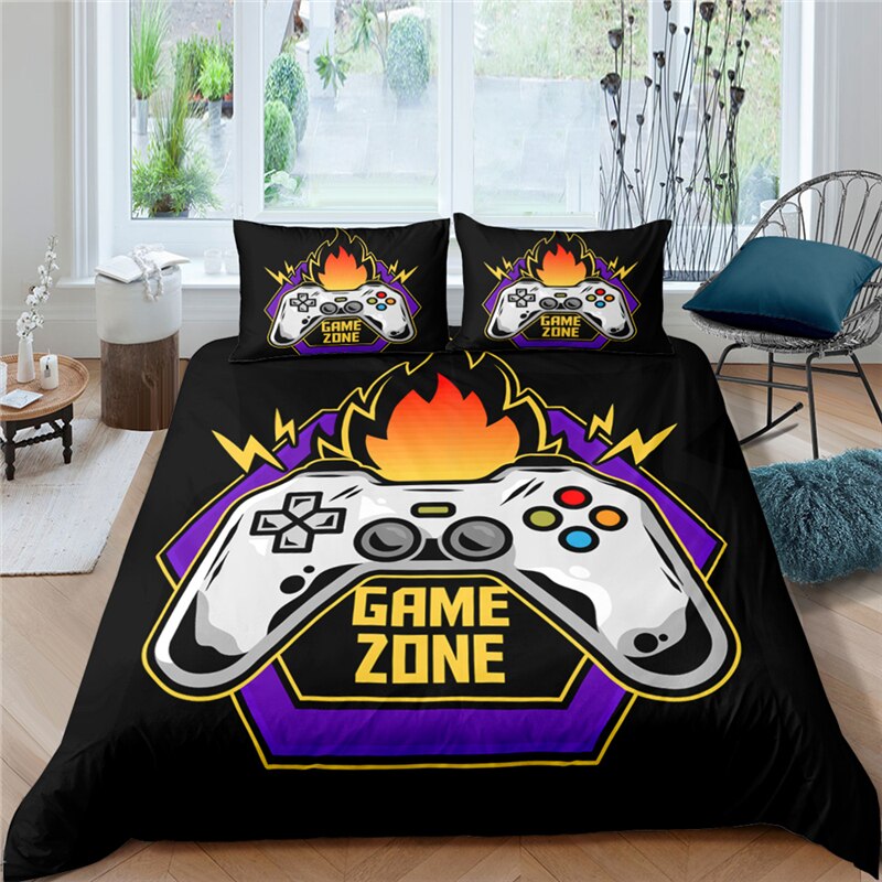 Svart Gaming Game Zone Påslakan