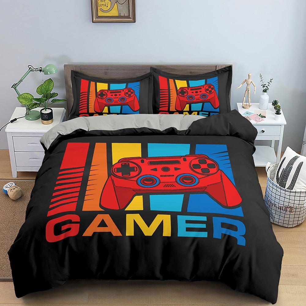 Flerfärgat Gamer Påslakan För 2 Personer