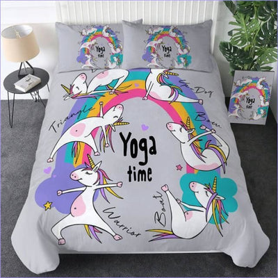 Unicorn Påslakan Vuxen Yoga Tid