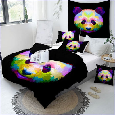 Flerfärgad Panda Påslakan