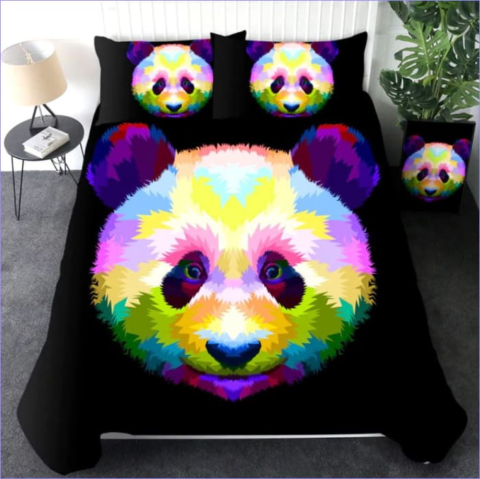 Flerfärgad Panda Påslakan
