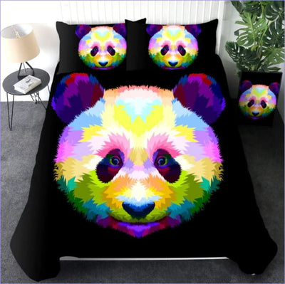 Flerfärgad Panda Påslakan