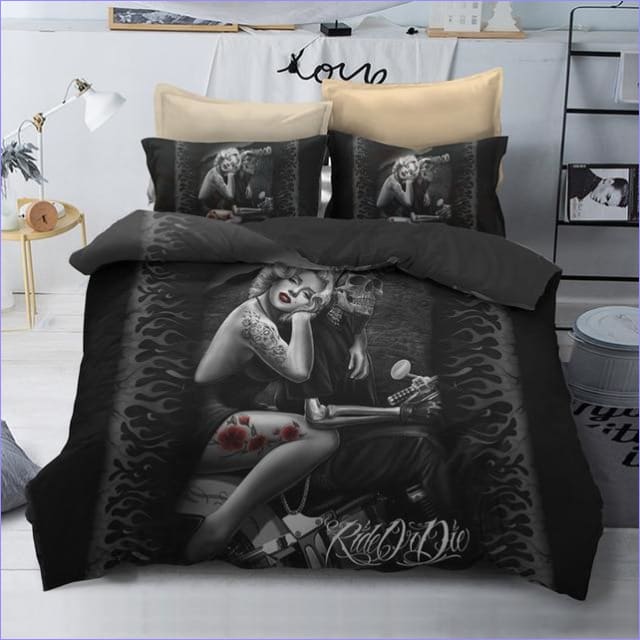 Marilyn Monroe Biker Skull Påslakan