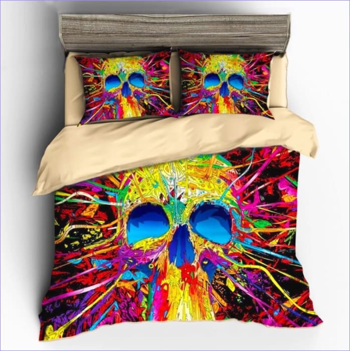 Skull Påslakan Explosion Of Colors