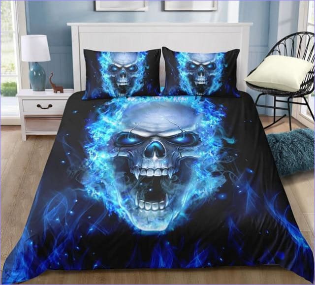 Blue Ghost Rider Skull Påslakan