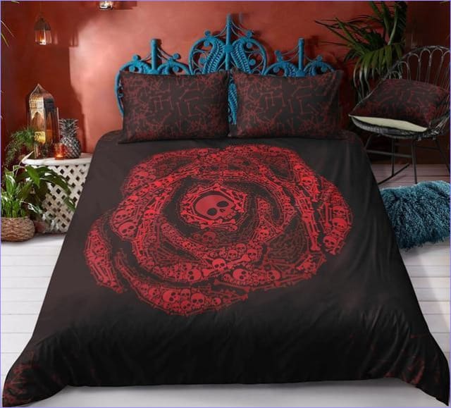 Röd Spiral Skull Påslakan