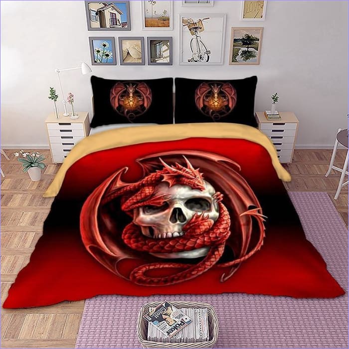 Skull And Dragon Påslakan