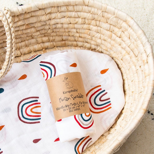Babyfilt White Rainbow Multicolor